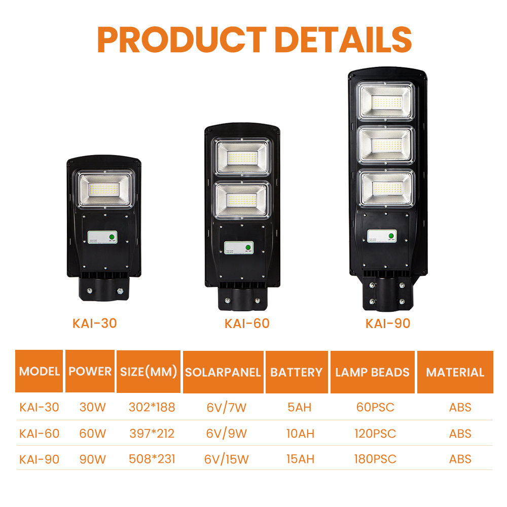 30-120W IP65 Integrated Intelligent All In One Solar Led Street Light Outdoor 90W Lighting Solar Street Light (9)